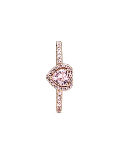 188421C04 - Anillo con recubrimiento de oro rosa de 14k Corazón Brillante Elevado