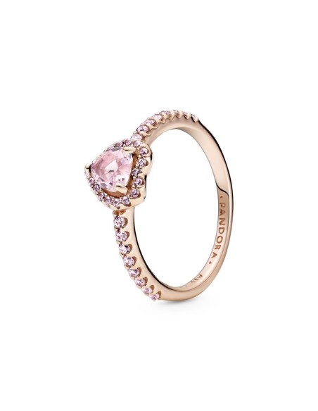 188421C04 - Anillo con recubrimiento de oro rosa de 14k Corazón Brillante Elevado