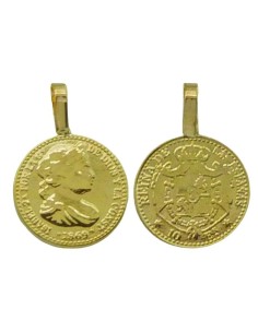 RR-5060 - Pendientes de oro 18k de aro de tubo de 1,5x13 mm con monedas