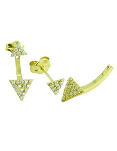 RR-00885 - Pendientes de oro amarillo 18k doble triángulo con circonitas