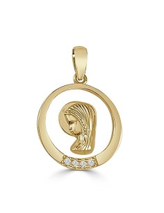 RR-4681 - Medalla Virgen niña oro y circonitas con nácar
