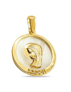 RR-4681 - Medalla Virgen niña oro y circonitas con nácar 2
