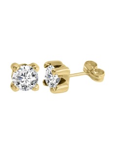 RR-2363 - Pendientes de oro de 18k con garras de 5x5 mm y circonita. Cierre de presión 2