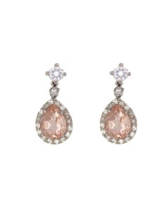 Pendientes de oro blanco con 36 circonitas 2 piedras color❤️