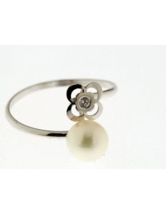6541 - Anillo oro blanco y perla  comunión