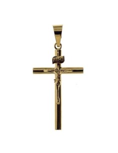 6105 - Cruz de oro de 18 ktes. con cristo.  Ancho 17 mm. Alto 35 mm.