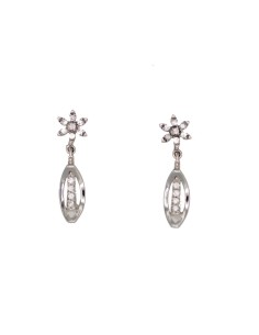 9806WA - Pendientes colgantes de oro blanco con 22 circonitas