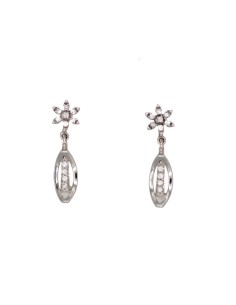 9806WA - Pendientes colgantes de oro blanco con 22 circonitas 2