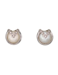 Z-1840 - Pendientes de oro blanco con 14 circonitas y 2 perlas