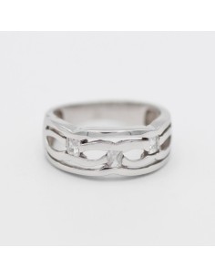 130128 - Anillo de oro blanco rodiado con 3 circonitas