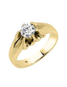 123642 - Solitario de oro de 18k para caballero. Ancho 8,5 mm y circonita de 5,8 mm