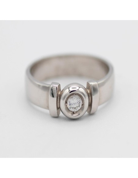 Z-36299 - Anillo de oro blanco de 18 kilates con 1 circonita