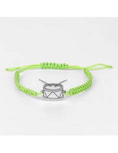 PER-995 - Pulsera de macramé motivo "Tambor" en plata de ley