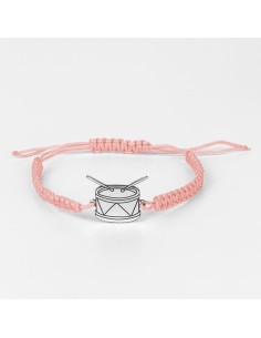 PER-995 - Pulsera de macramé motivo "Tambor" en plata de ley 2