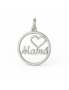 00-3 - Medalla “Mamá ♥” Plata de Ley 925 19 mm Brillo