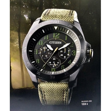 BU2035-05E - Reloj Citizen Coleccion MILITARY. Eco Drive. Acero pavonado negro.