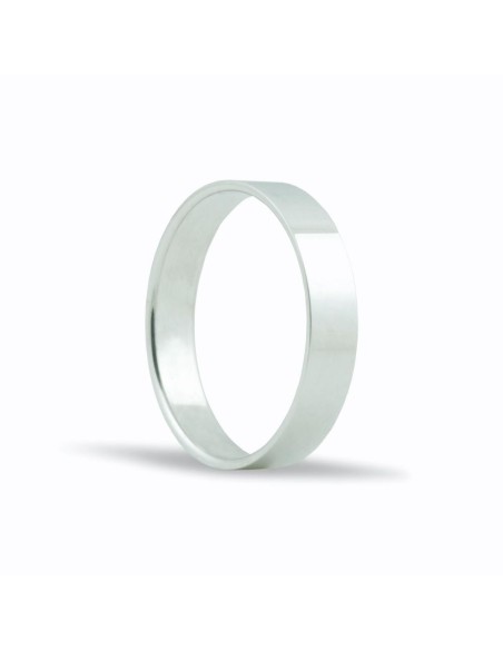 SMLPB4 - Alianza de oro blanco 18K de 4 mm plana y acabado brillo