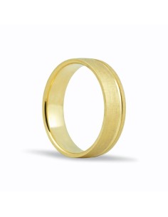SMS156 - Alianza de oro 18k de 5,5 mm acabado mate y linea lateral