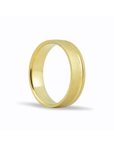 SMS156 - Alianza de oro 18k de 5,5 mm acabado mate y linea lateral 2
