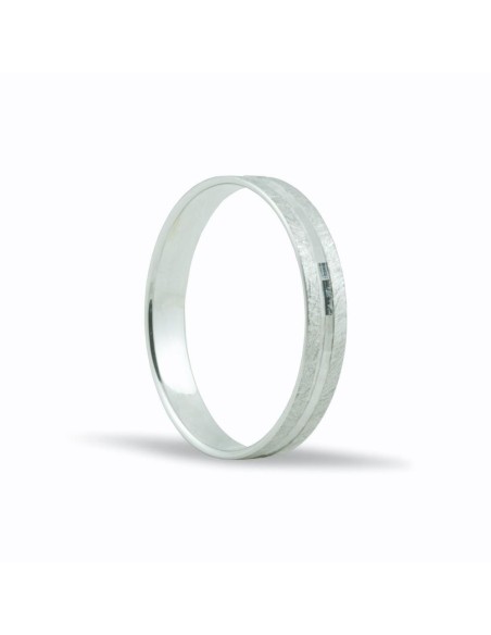 SMSB104 - Alianza de oro blanco 18k de 3,5 mm acabado efecto hielo