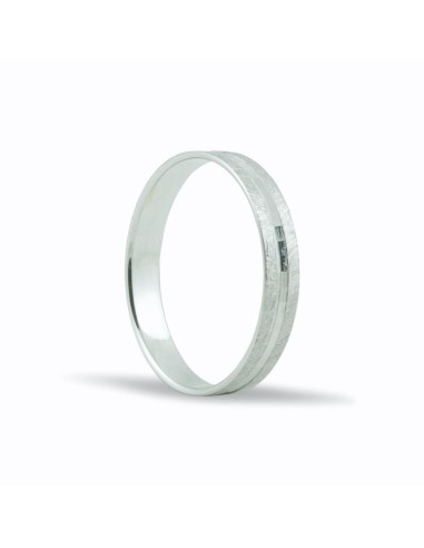 SMSB104 - Alianza de oro blanco 18k de 3,5 mm acabado efecto hielo