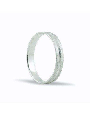SMSB104 - Alianza de oro blanco 18k de 3,5 mm acabado efecto hielo