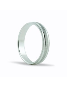 SMSB115 - Alianza de oro blanco 18k de 4 mm con dibujo estriado