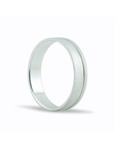 SMSB131 - Alianza de oro blanco 18k de 4,5 mm con linea lateral