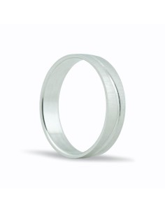 SMSB133 - Alianza de oro blanco 18k de 4,5 mm mate con linea ondulada