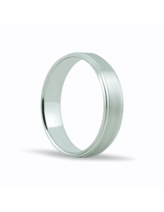 Alianza de oro blanco 18k de 5 mm mate y borde escalonado ❤️