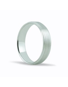 Alianza de oro blanco 18k de 5 mm mate y borde escalonado ❤️ 2