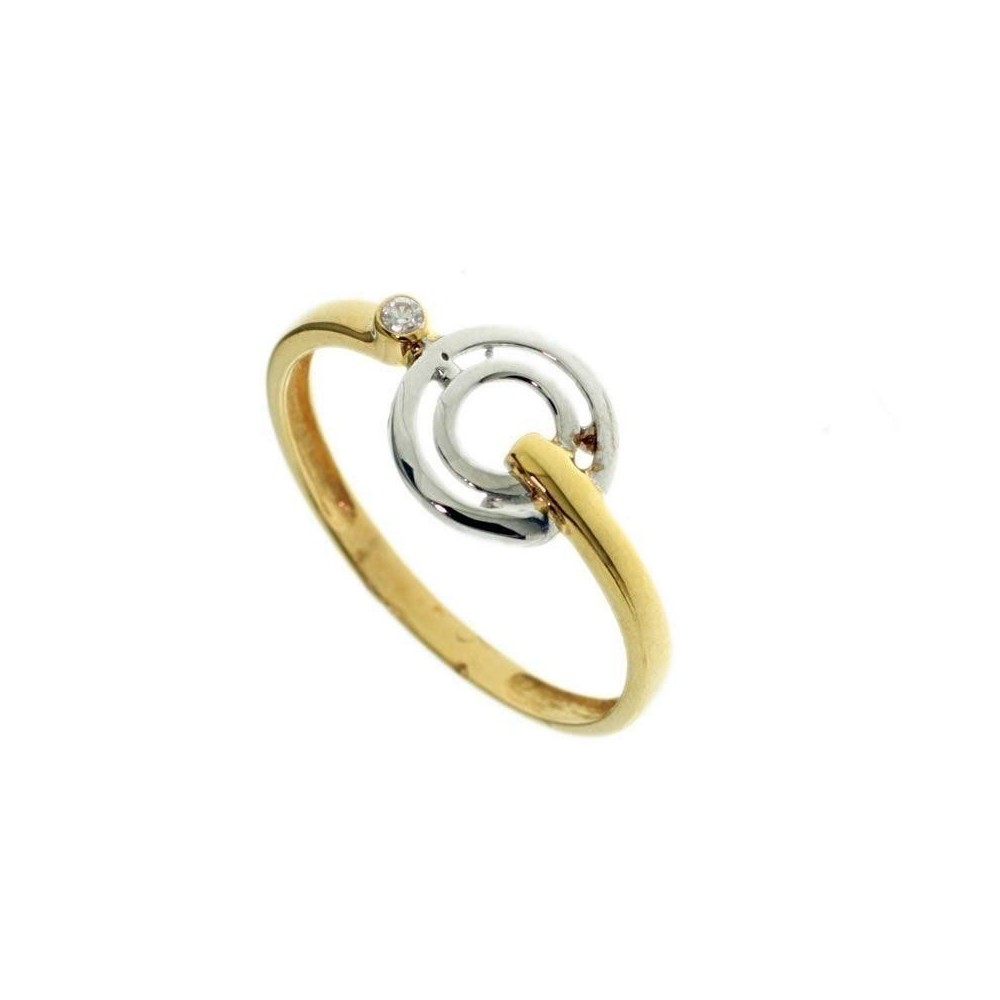 674 -  Anillo de oro bicolor de 18 ktes con  circonita. Referencia 674