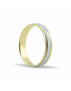 SMSC123 - Alianza de oro blanco y amarillo 18k de 4 mm con dibujo al centro