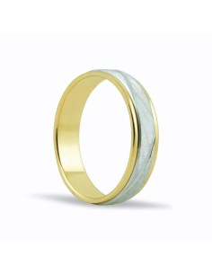 SMSC152 - Alianza de oro amarillo y blanco 18k de 5 mm con dibujo central