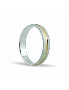 SMSCB109 - Alianza de oro blanco 18k de 4 mm con linea central en amarillo 2