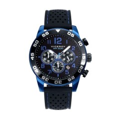 40423-35 - Reloj Viceroy de Hombre. Correa de caucho de color negro con pespunte azul. Esfe