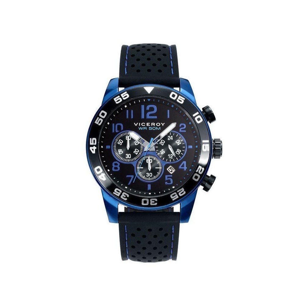 40423-35 - Reloj Viceroy de Hombre. Correa de caucho de color negro con pespunte azul. Esfe