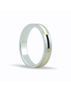 SMSCR128 - Alianza de oro blanco 18k de 4 mm con franja central rosa 2