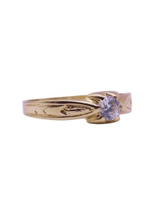 00015 - Solitario de oro de 18k para niño con circonita de 3,8 mm y grabado lateral 2
