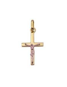 00803 - Cruz bicolor de oro 18 kilates con cristo en oro blanco