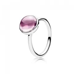 Anillo Pandora de plata con circonita rosa