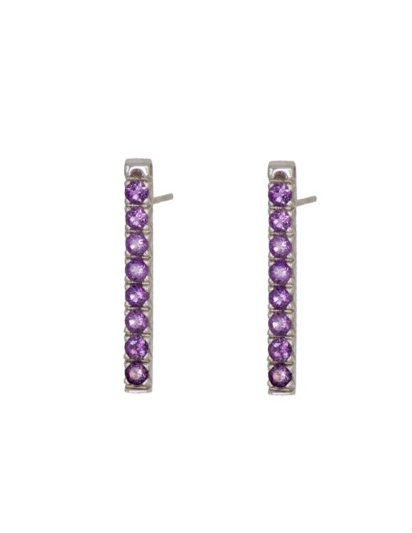 104482 - Pendientes de oro blanco con 16 piedras color amatista