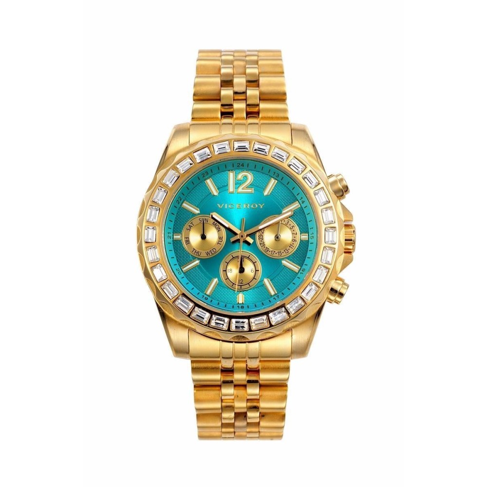 432252-15 - Reloj Viceroy de Mujer.  Brazalete de acero chapado PVD. Esfera redonda de color azul. 