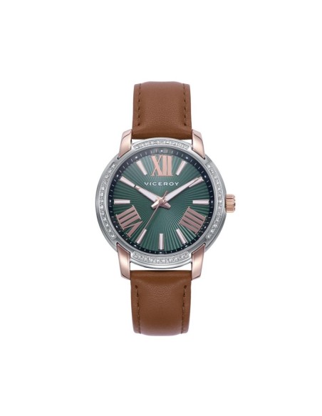 Reloj Viceroy Mujer CHIC correa piel marron Esfera verde