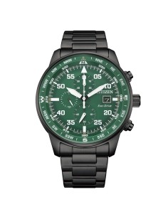 CA0885-54X - Citizen CA0885‑54X – Reloj Eco‑Drive Aviator 44 mm Acero PVD Negro Esfera Verde