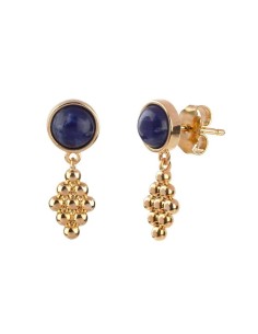 X46623 - Pendientes largos acabado Oro 18kt Sodalite Racimo