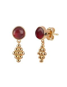 X46622 - Pendientes largos acabado Oro 18kt Ágata Roja Racimo