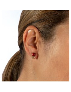 X46619 - Pendientes acabado Oro 18kt Ágata Roja Racimo 2