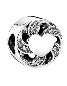 791976CZ - Charm Corazón enlazado de plata con circonitas
