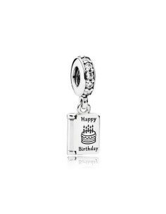 791723CZ - Charm colgante de Pandora con circonitas. Tarjeta de cumpleaños.
